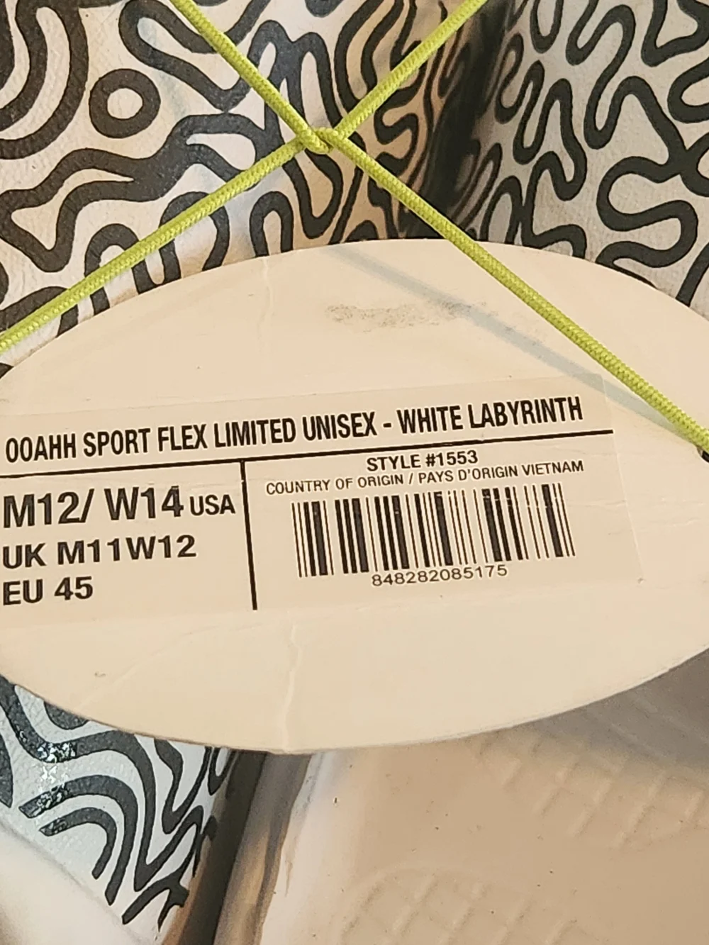 NEW OOFOS OOAHH Sport Flex Limited Slides Men’s Size 12 White Labyrinth Black